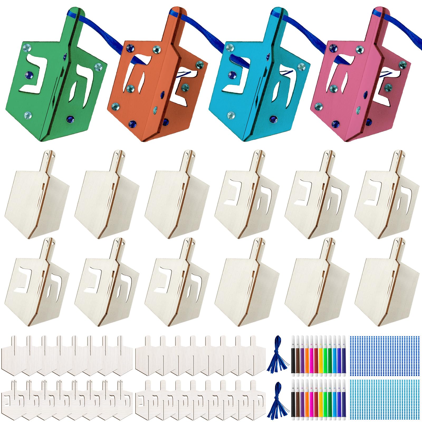Amazon.com: Cinrobiye 24 Set Hanukkah DIY Wooden Crafts Kits Make